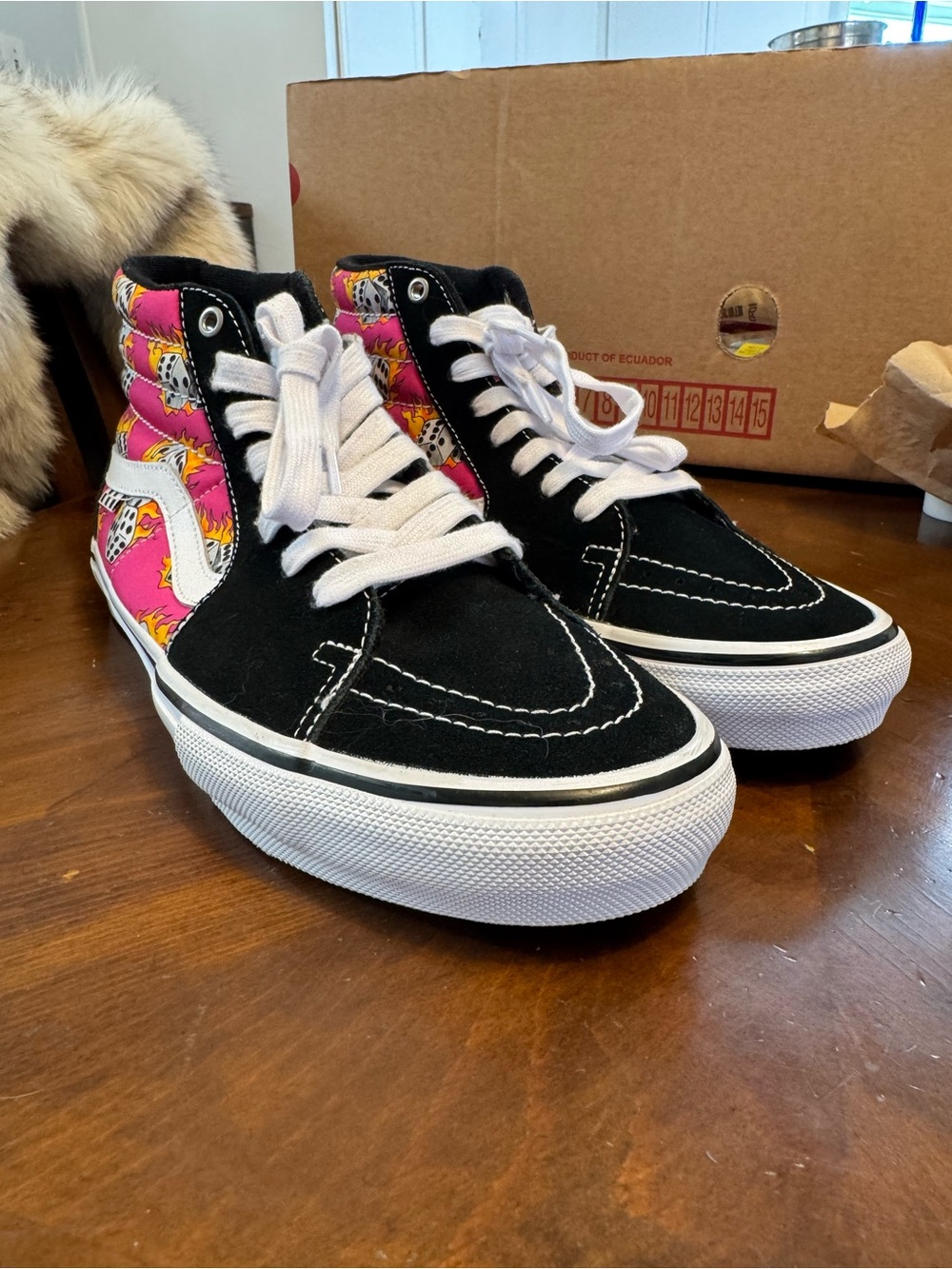 High-Top Canvas Skate Sneakers - Black & Pink